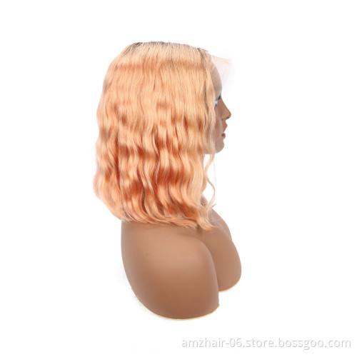 Raw Indian Virgin Human Hair Short 1B 613 Pink Grey Blue Orange Gold Color Bob Wig  Blonde Straight Lace Front Wig Human Hair